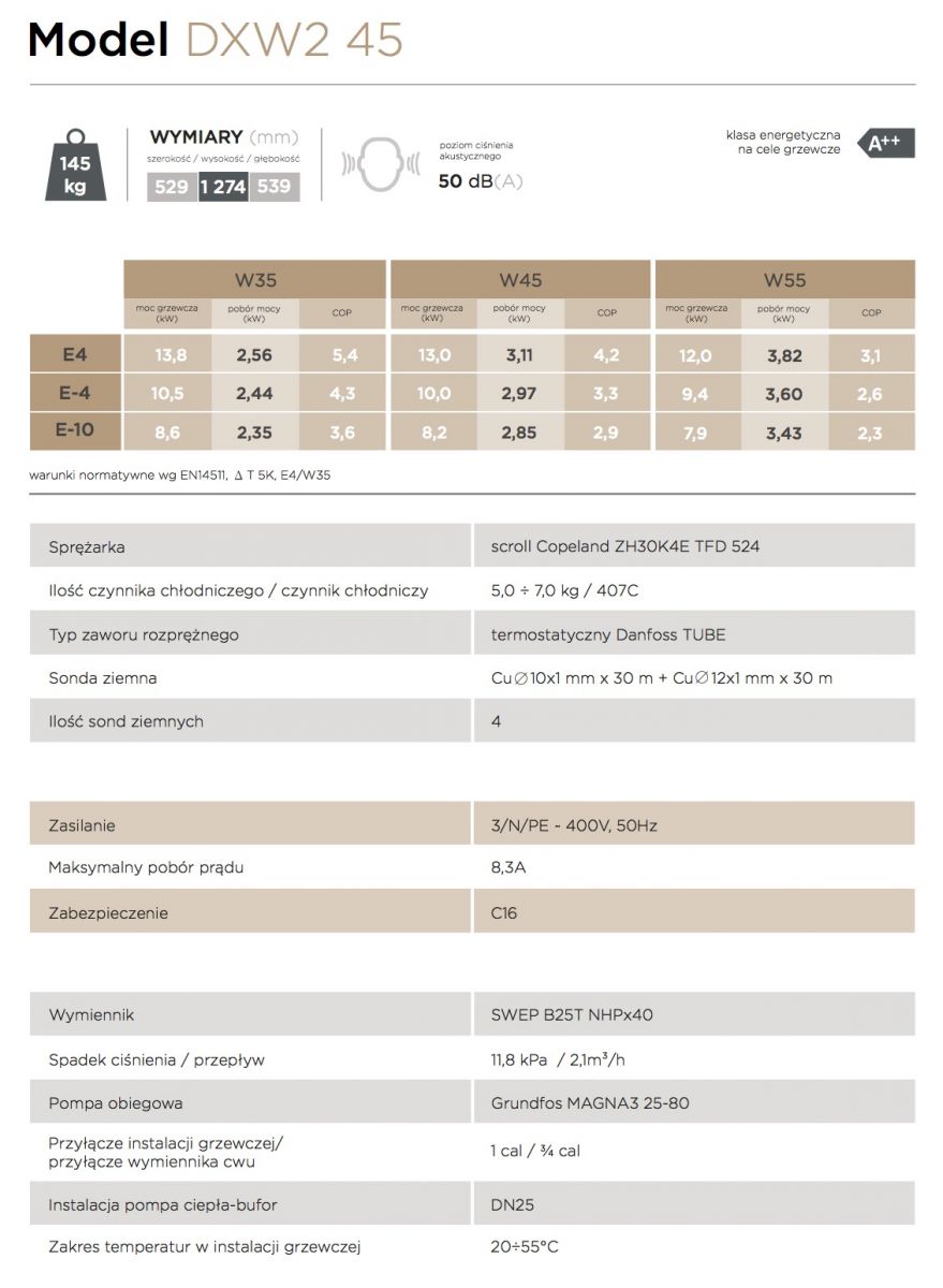 gruntowa pompa ciepła bezpośredniego odparowania FONKO DXW2